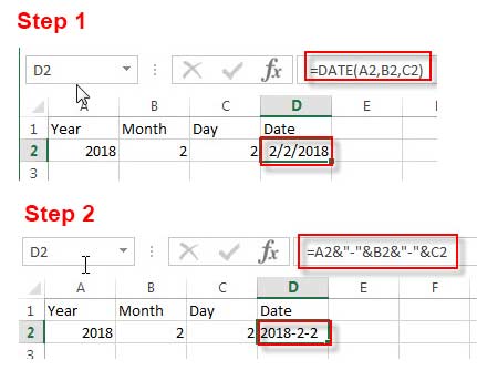 Concatenate 3 Cells to Generate Date in Excel 